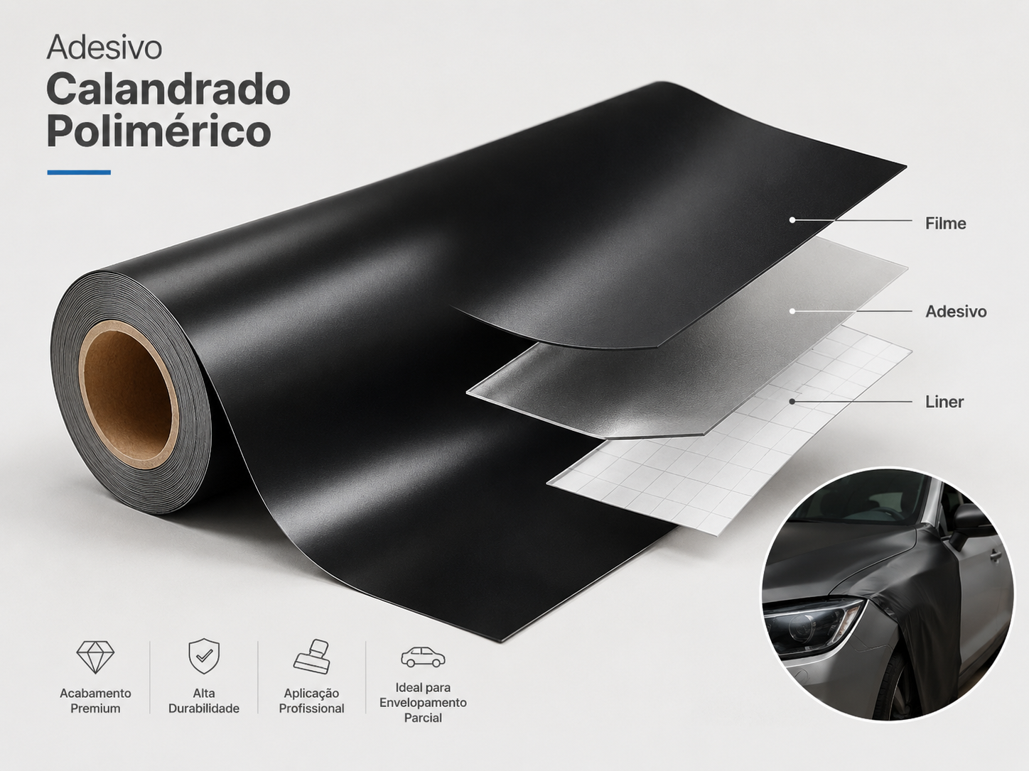envelopamento parcial em veículo comercial com vinil polimérico